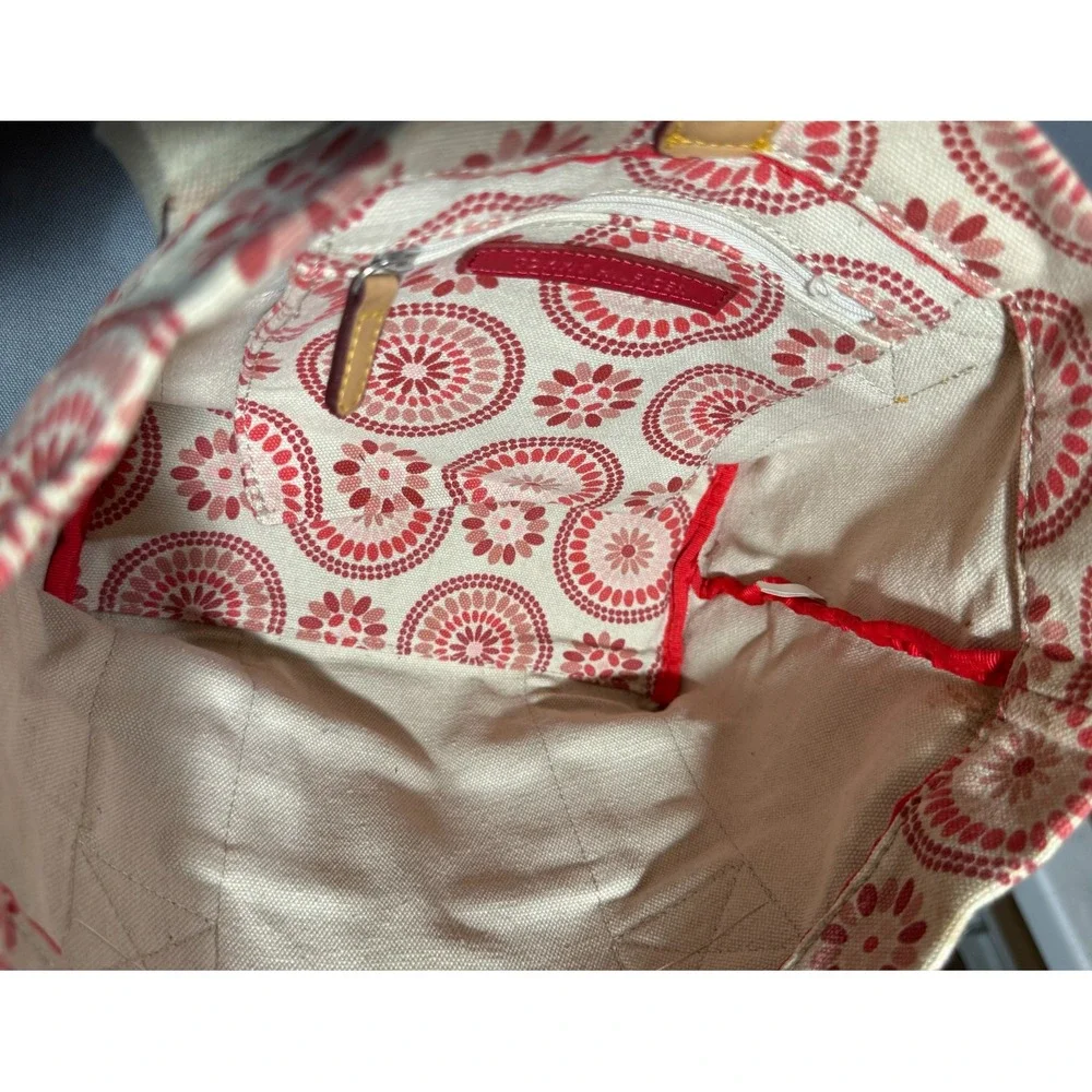 Tommy Hilfiger Medallion Floral Boho Canvas Tote Pink Red Bag Hawaiian